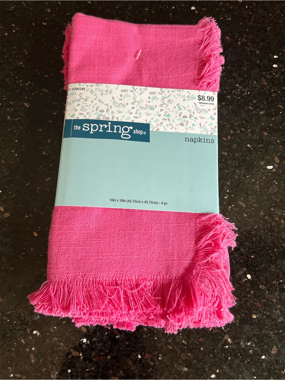 The Spring Shop Bright Pink Fringed Napkin Set
